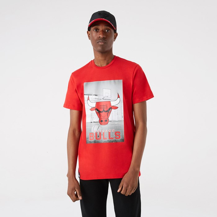 Chicago Bulls Photographic Miesten T-paita Punainen - New Era Vaatteet Myynti FI-854103